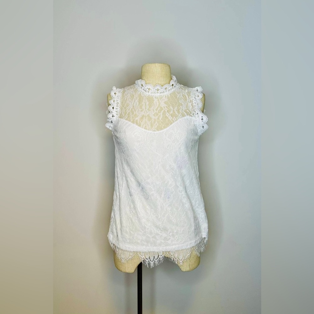 L&A Fashion: Elegant White Lace Sleeveless Top